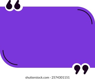 Purple quote box with quotation marks inviting to write text, perfect for social media posts, websites and presentations, with rounded corners and white background