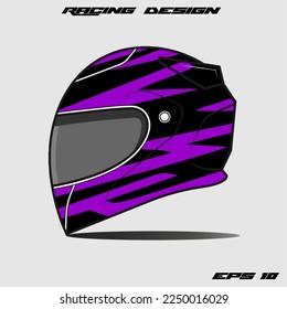 purple Racing helmet wrap sticker design illustration and vinyl sticker