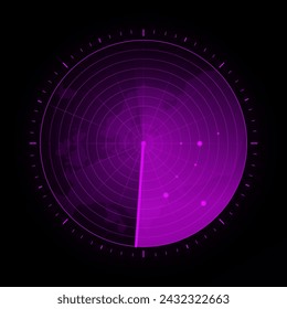 Purple radar screen. Military search system. Futuristic HUD radar display. HUD radar display.