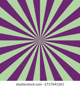 Purple radial ray pattern on a dotted green background design