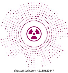 Purple Radioactive icon isolated on white background. Radioactive toxic symbol. Radiation Hazard sign. Abstract circle random dots. Vector