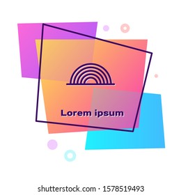 Purple Rainbow with clouds icon isolated on white background. Color rectangle button. Vector Illustration