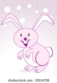 purple rays, dots background with sit cute bunny
