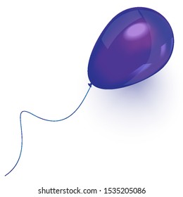 Purple realistic balloon. Purple inflatable ball realistic isolated white background. Balloon in the form of a vector illustration