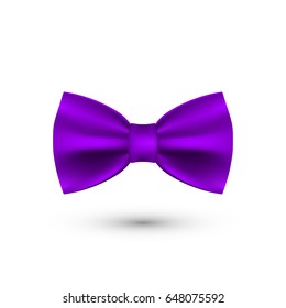 purple realistic bow tie on white background. vector illustration