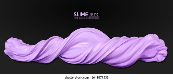 purple realistic slime on a black background. Vector illustration with mesh gradients.