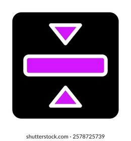 Purple rectangle with up and down arrows icon