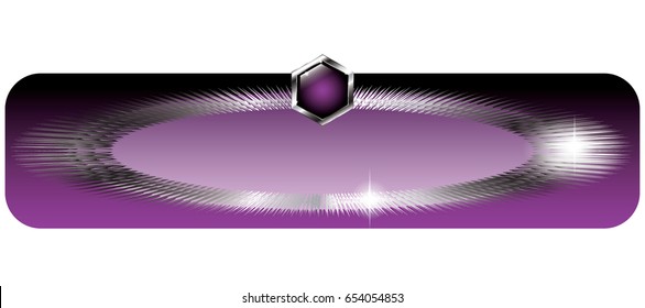 Purple rectangular banner with a silver frame and design elements, with space for your text. Vector illustration.