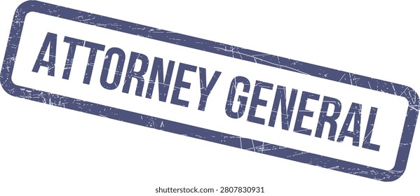 A purple rectangular rubber stamp with the word Attorney General, featuring a worn, grunge texture.