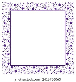 Purple rectangular or square frame with Purple Sparkling Star clipart icon Vector 3