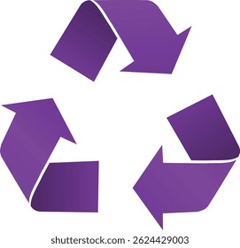 Purple recycling symbol with arrows — eco friendly concept illustration
