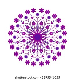 purple red color floral round mandala art. 