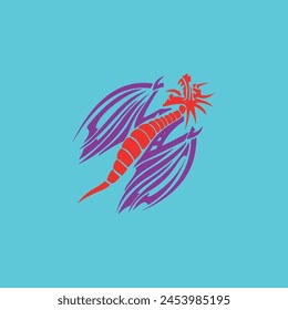 purple and red dragon in front of the background