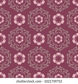 Purple red floral seamless pattern. Background with flower design elements for wallpapers, textile and fabrics