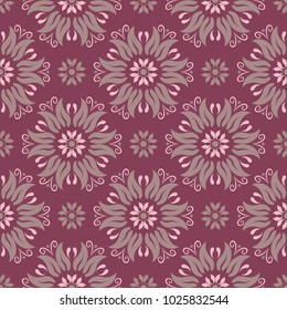 Purple red floral seamless pattern. Background with flower design elements for wallpapers, textile and fabrics