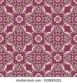 Purple red floral seamless pattern. Background with flower design elements for wallpapers, textile and fabrics