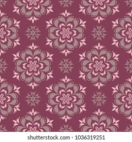 Purple red floral seamless pattern. Background with flower design elements for wallpapers, textile and fabrics