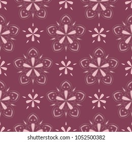 Purple red floral seamless pattern. Background with flower design elements for wallpapers, textile and fabrics