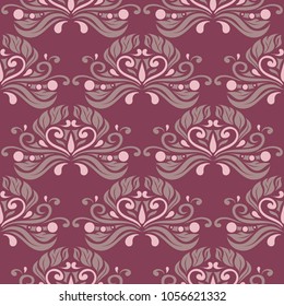 Purple red floral seamless pattern. Background with flower design elements for wallpapers, textile and fabrics