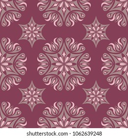 Purple red floral seamless pattern. Background with flower design elements for wallpapers, textile and fabrics