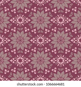 Purple red floral seamless pattern. Background with flower design elements for wallpapers, textile and fabrics
