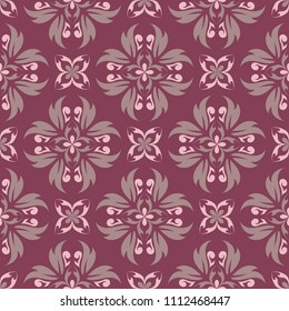 Purple red floral seamless pattern. Background with flower design elements for wallpapers, textile and fabrics