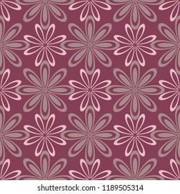 Purple red floral seamless pattern. Background with flower design elements for wallpapers, textile and fabrics