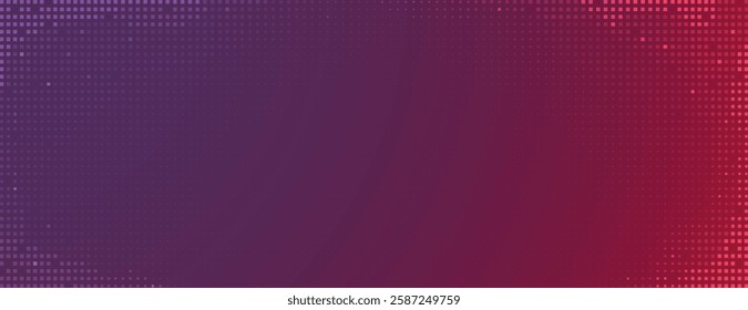 Purple and red gradient background with a dotted texture. The background features a modern, digital style with vibrant purple and red hues. Minimal halftone dotted texture vector background