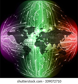purple red green Light Abstract Technology background for computer graphic website internet and business. circuit. vector illustration. infographics. motion move blur.neon. pixel. World Map, Global