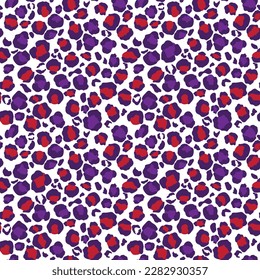 Purple and Red Leopard Print Seamless Pattern - Wild animal print repeating pattern design