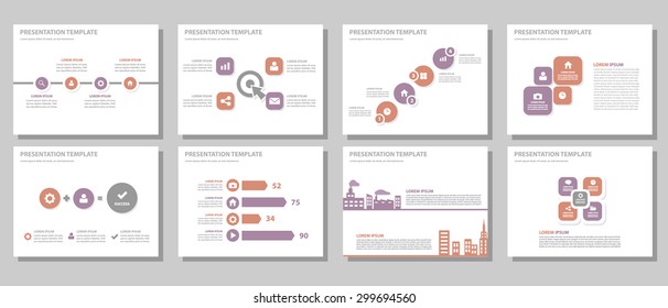 Purple and red multipurpose presentation template brochure flyer flat design set for marketing and advertising 1