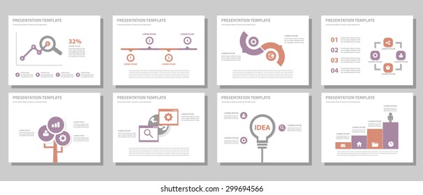 Purple and red multipurpose presentation template brochure flyer flat design set for marketing and advertising 2