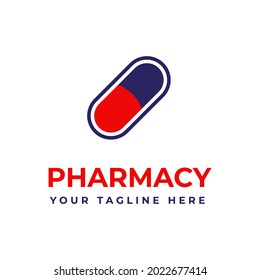 Purple and red pharmacy logo Pill vector isolated on white background