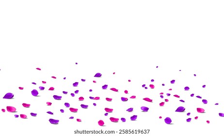 purple and red rose petals will fall on abstract floral background with gorgeous rose petal greeting card design.