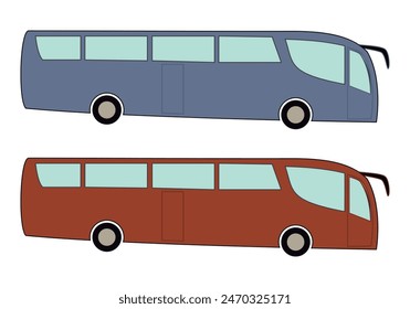 Purple and red travel bus.