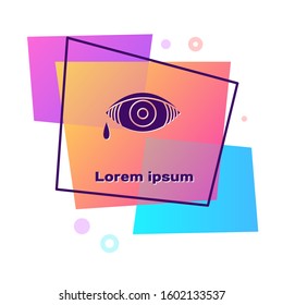 Purple Reddish eye due to viral, bacterial or allergic conjunctivitis icon isolated on white background. Color rectangle button. Vector Illustration