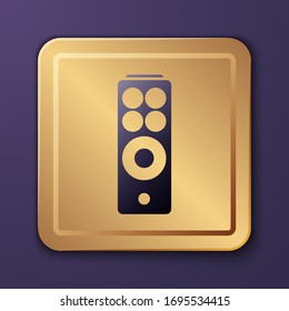 Purple Remote control icon isolated on purple background. Gold square button. Vector Illustration