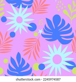 Purple Repeated Decoration Vintage Beach Decor Wallpaper. Yellow Repetitive Creative Beauty Flora Fabrics Pattern. Orange Continuous Elegant Tree Template Print.