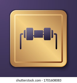 Purple Resistor electricity icon isolated on purple background. Gold square button. Vector Illustration