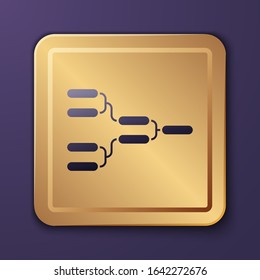 Purple Results and standing tables scoreboard championship tournament bracket icon isolated on purple background. Gold square button. Vector Illustration