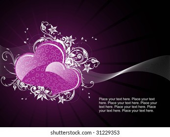 purple retro background with love illustration