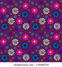 Purple retro floral pattern