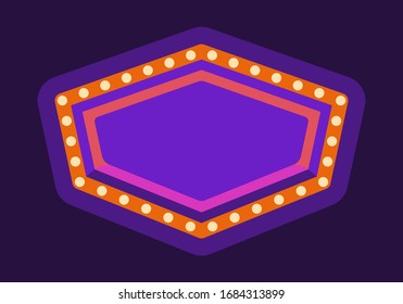 Purple retro marquee light frame flat illustration