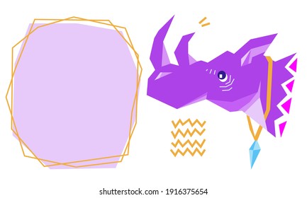 Purple rhino with cool tribal patterns with text box