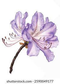 Purple Rhododendron Flower vector Illustration - Delicate Watercolor Botanical Art