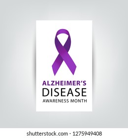 Purple ribbon. Alzheimers awareness. healthcare and medicine concept. Vector illustration.