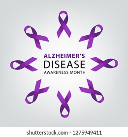 Purple ribbon. Alzheimers awareness. healthcare and medicine concept. Vector illustration.