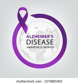 Purple ribbon. Alzheimers awareness. healthcare and medicine concept. Vector illustration.