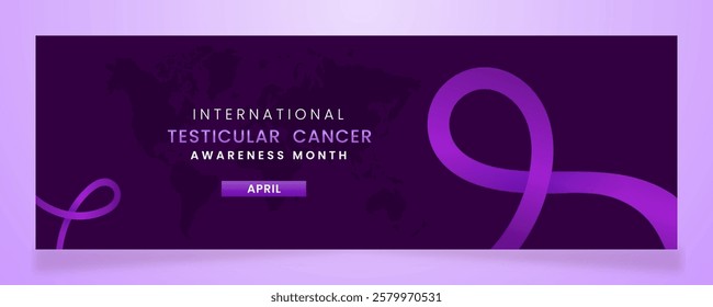 Purple ribbon awareness graphic for International Testicular Cancer Awareness Month banner