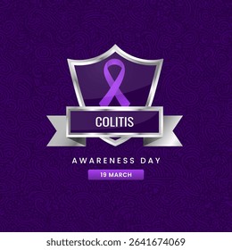 Purple ribbon awareness graphic for International Colitis Awareness Day.